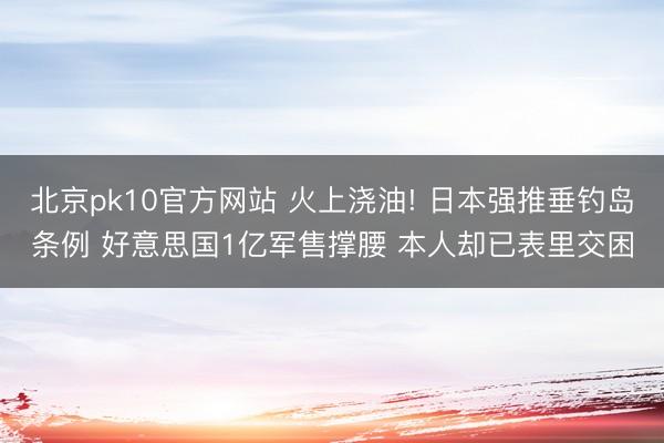 北京pk10官方网站 火上浇油! 日本强推垂钓岛条例 好意思国1亿军售撑腰 本人却已表里交困