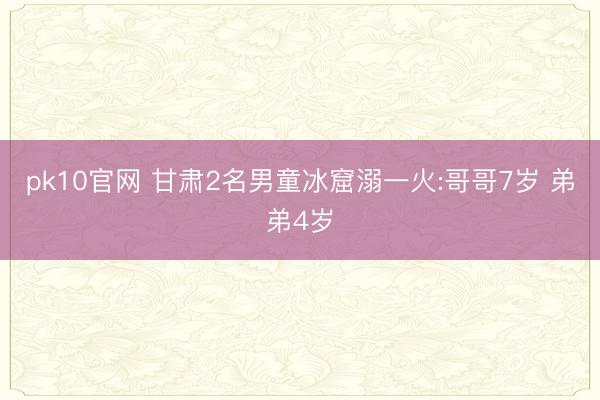 pk10官网 甘肃2名男童冰窟溺一火:哥哥7岁 弟弟4岁