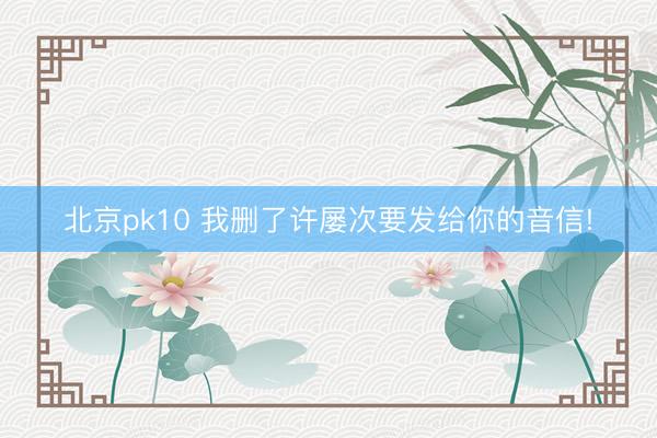 北京pk10 我删了许屡次要发给你的音信!