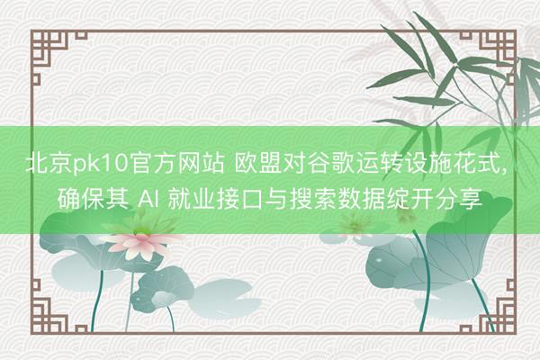 北京pk10官方网站 欧盟对谷歌运转设施花式, 确保其 AI 就业接口与搜索数据绽开分享