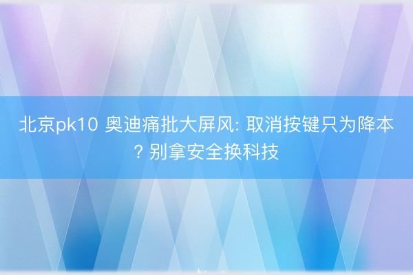 北京pk10 奥迪痛批大屏风: 取消按键只为降本? 别拿安全换科技