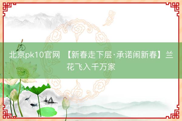 北京pk10官网 【新春走下层·承诺闹新春】兰花飞入千万家