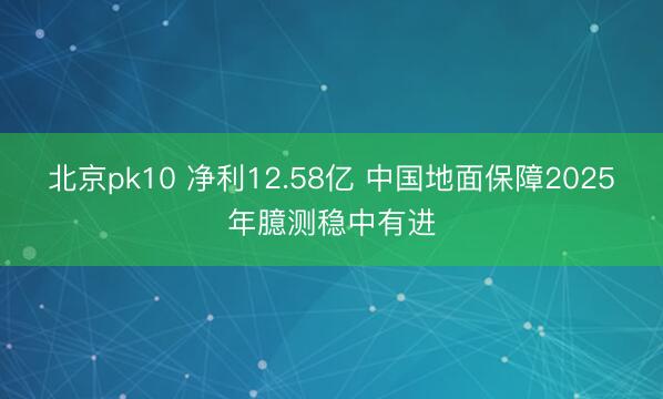 北京pk10 净利12.58亿 中国地面保障2025年臆测稳中有进