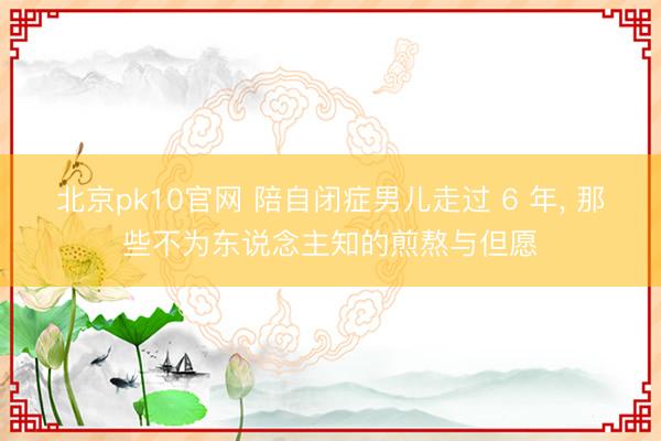 北京pk10官网 陪自闭症男儿走过 6 年， 那些不为东说念主知的煎熬与但愿