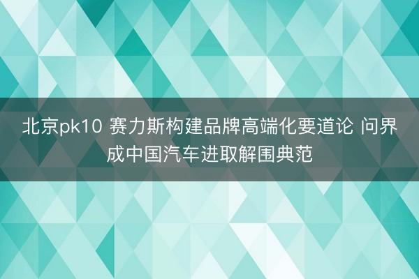 北京pk10 赛力斯构建品牌高端化要道论 问界成中国汽车进取解围典范