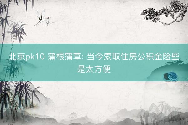 北京pk10 蒲根蒲草: 当今索取住房公积金险些是太方便