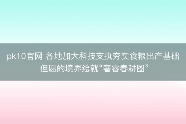 pk10官网 各地加大科技支执夯实食粮出产基础 但愿的境界绘就“奢睿春耕图”