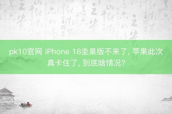 pk10官网 iPhone 18圭臬版不来了， 苹果此次真卡住了， 到底啥情况?