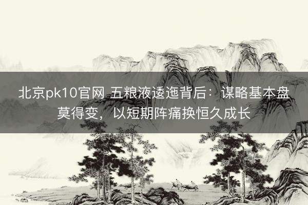 北京pk10官网 五粮液逶迤背后：谋略基本盘莫得变，以短期阵痛换恒久成长