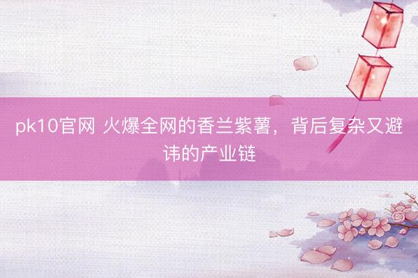 pk10官网 火爆全网的香兰紫薯，背后复杂又避讳的产业链